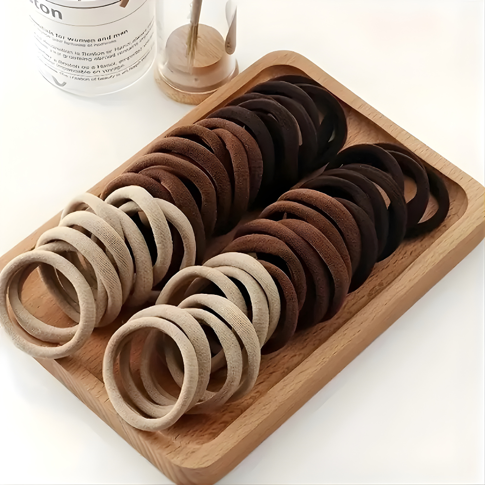 Набор женских резинок для волос,пучков,хвостов мягкие 50 шт,прочные,спандекс эластичные,однотонные коричневые Каменец-Подольский - изображение 1