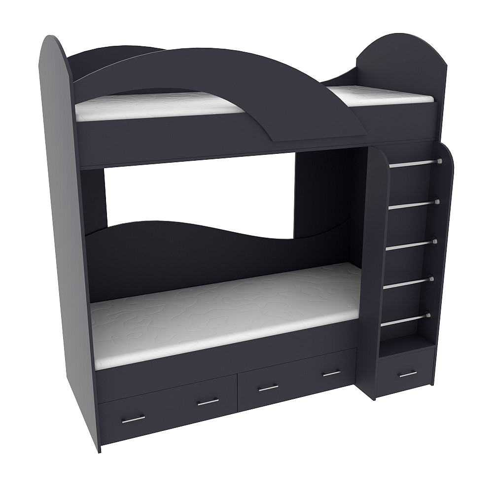 Ліжко двоповерхове, Антрацит, 2040х1000х2000 Львів - фото 1