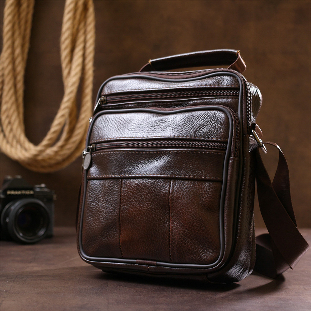 Сумка з натуральної шкіри Коричневий (Vintage) Київ - фото 3