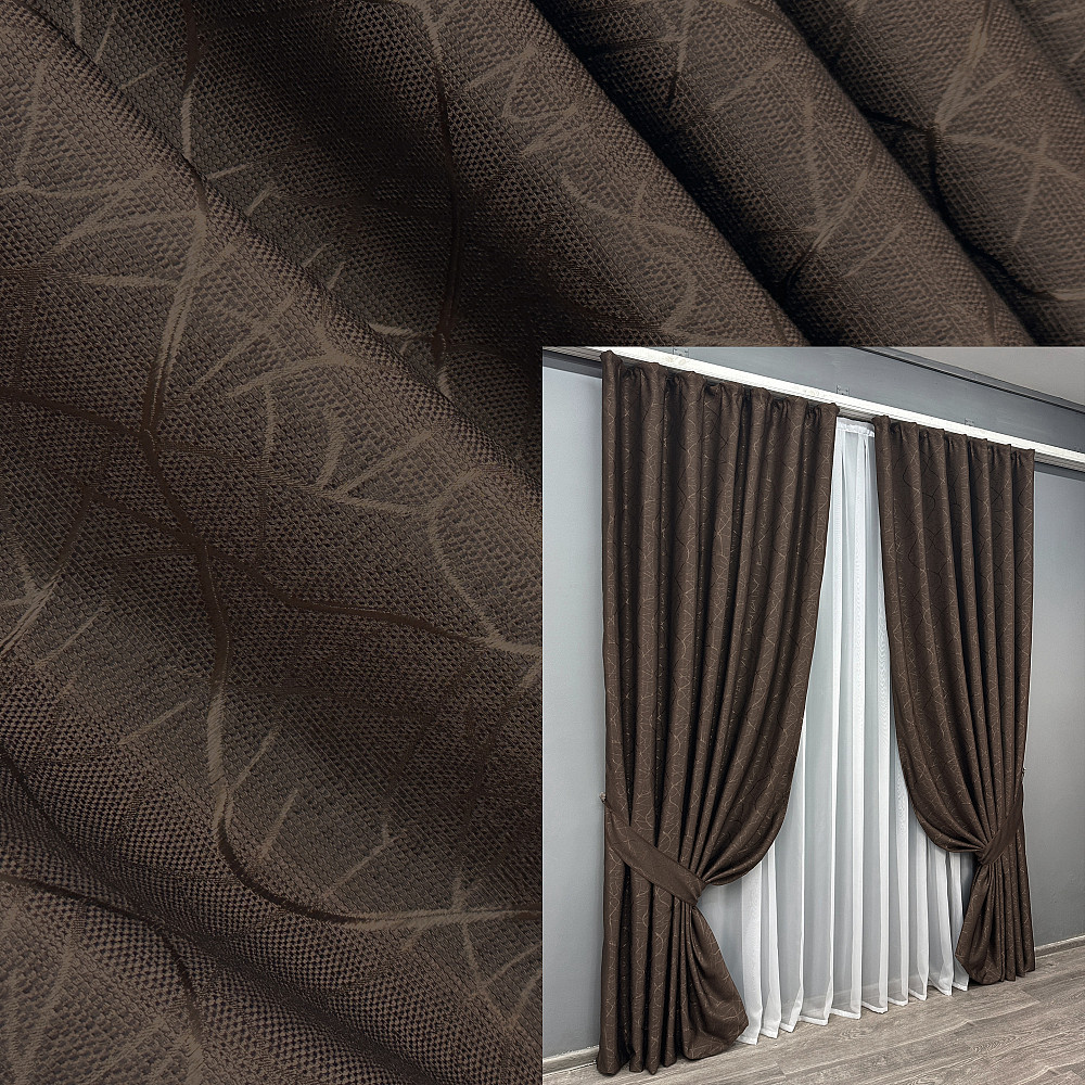 Комплект готових штор VR-Textil Льон Савана № 687ш Венге 150х270 см 2 шт (30-466) Київ - фото 9