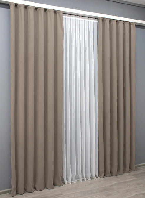 Комплект готових штор VR-Textil Мікровелюр Petek № 1487ш Какао 150х250 см 2 шт (39-941) Київ - фото 4