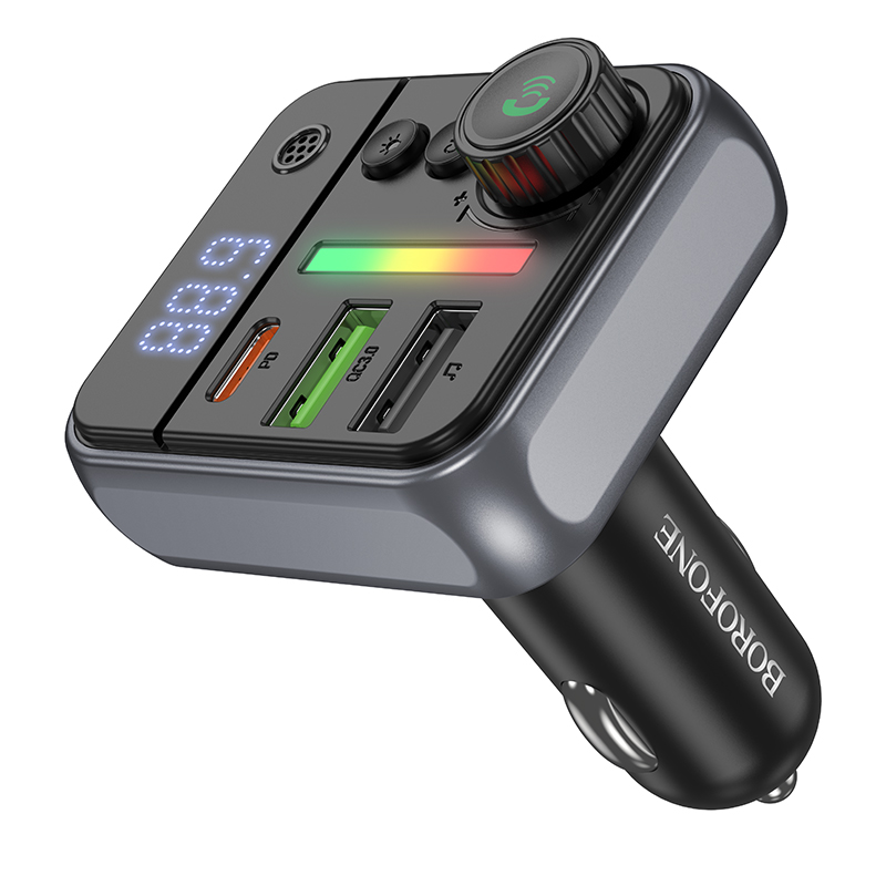 Автомобільний зарядний пристрій з FM-модулятором BOROFONE BC50 Ascenso PD20W+QC3.0 car BT FM transmitter Black Одеса - фото 3