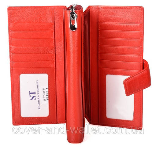 Яскраво-червоний жіночий шкіряний гаманець клатч ST 228 Київ - фото 3
