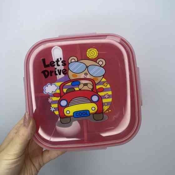 Детский ланч бокс на 3 секции с ложкой Мишка 500мл Винница