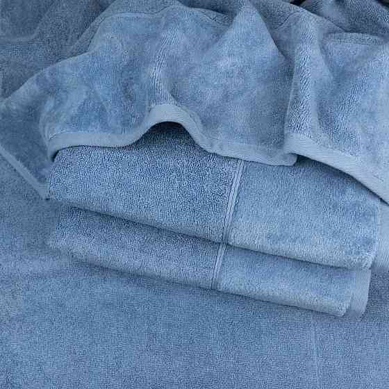 Набор полотенец велюр/махра 3шт GM Textile 50x90см, 50x90см, 70x140см Premium Milado 550г/м2 (Синий) Сумы