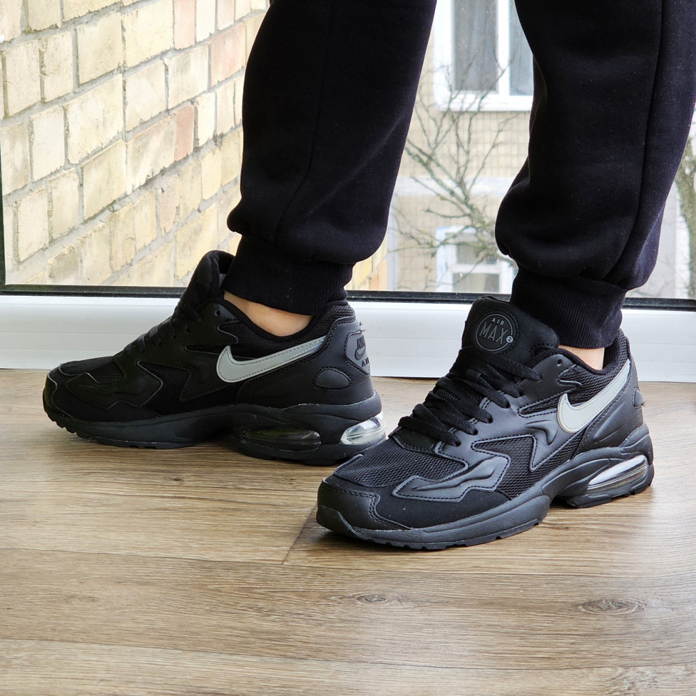 Мужские Чёрные Кроссовки Nike 90 Air Max 2 Кожаные Найк для бега (размеры: 41,42,43,44) Видео Обзор Днепр - изображение 3