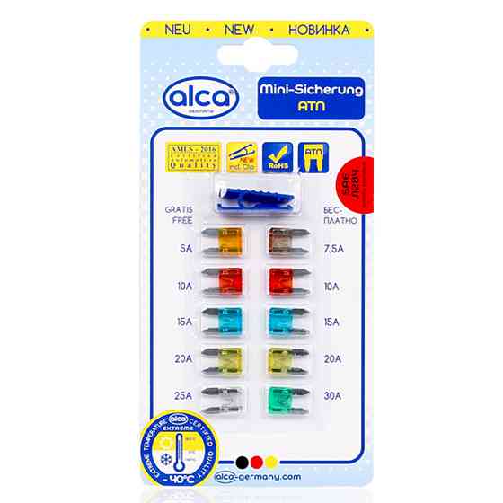 Набір запобіжників міні 10шт плоскі (5-30А) "Fuse ATN Set M" Alca, 670000 Київ