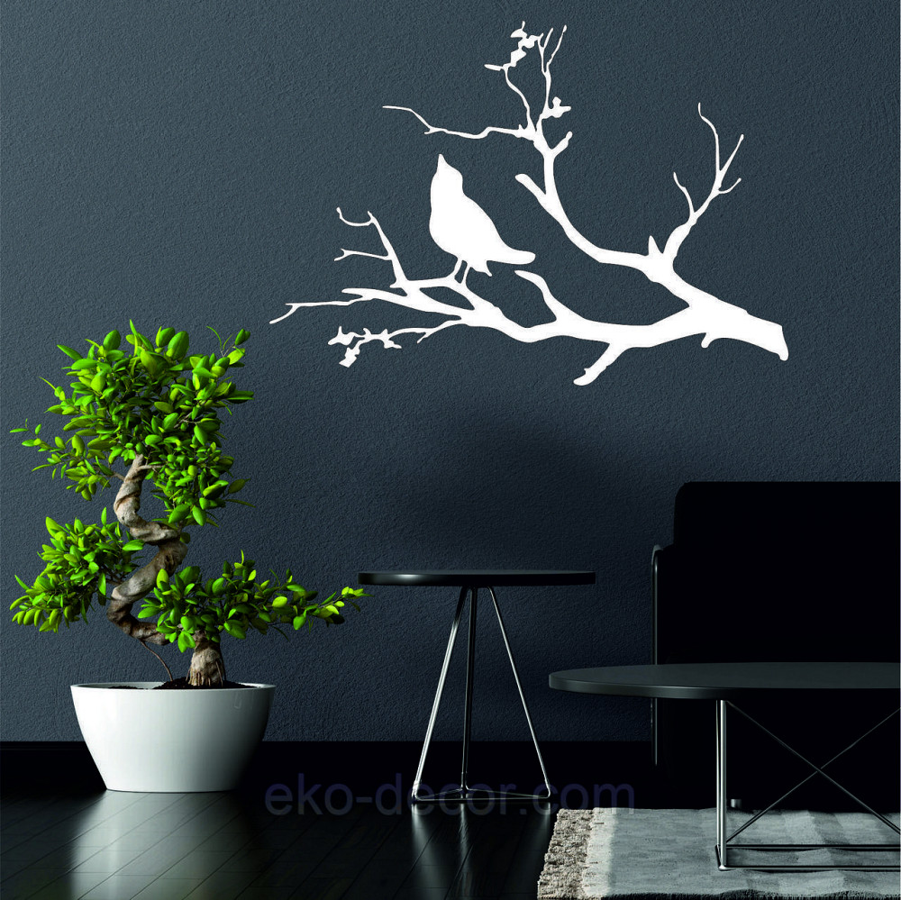 Декоративное настенное Панно «Птичка на ветке», Декор на стену 70*49 см, Белый Киев - изображение 3