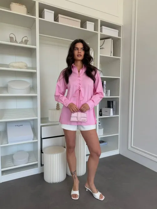 Жіноча сорочка oversize з преміум котону Туреччина — чорний, барбі, молоко Одеса - фото 12
