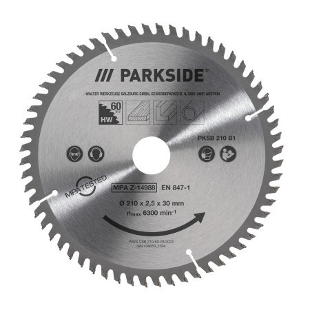 Полотно для дисковой пилы Parkside PKSB 210 B1 с 60 зубьями (210х2,5х30 мм) Германия Полтава - изображение 1