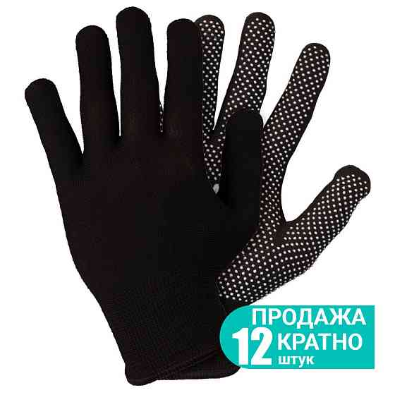 Рукавички трикотажні з точковим ПВХ покриттям р8 Мікроточка (чорні) КРАТНО 12 парам SIGMA (9442941) Київ
