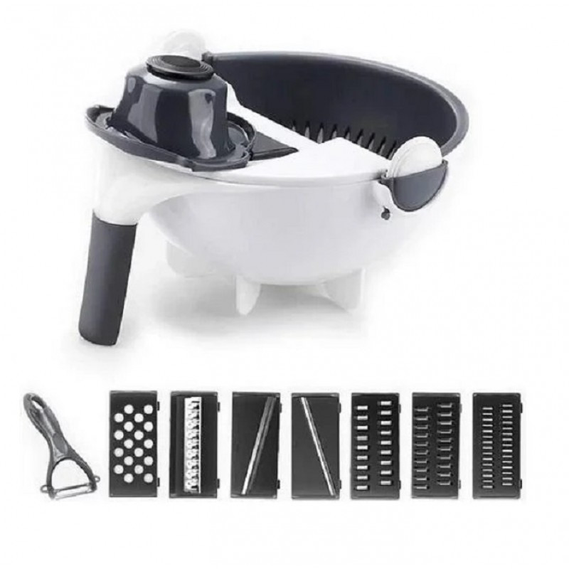 Многофункциональная овощерезка с дуршлагом Basket Vegetable Cutter 7 в 1: 7 лезвий, корзина для промывки, ручная Одесса - изображение 4