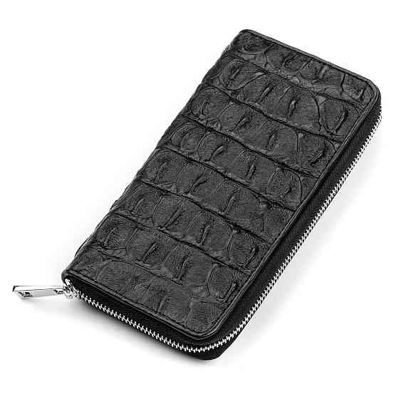 Кошелек-клатч из натуральной кожи крокодила Черный (CROCODILE LEATHER) Киев