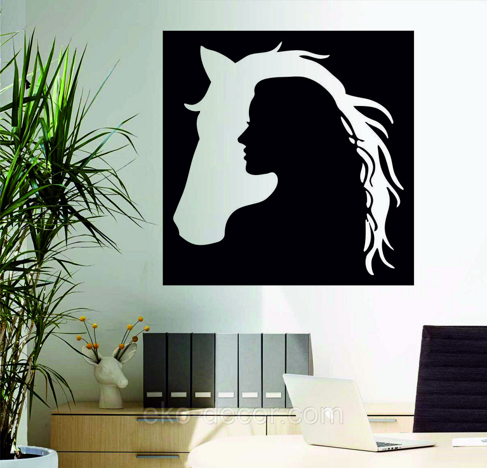 Декоративне настінне Панно «Сілует жінки та коні», Декор на стіну 70*70 см, Чорний Київ - фото 3