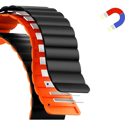 Ремешок для смарт-часов Drobak Silicone Magnetic Link для Apple Watch All Series 38/40/41mm Black orange (898923) Винница - изображение 2