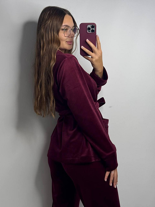 Домашній костюм шаль Бордовий 2XL Харків - фото 2