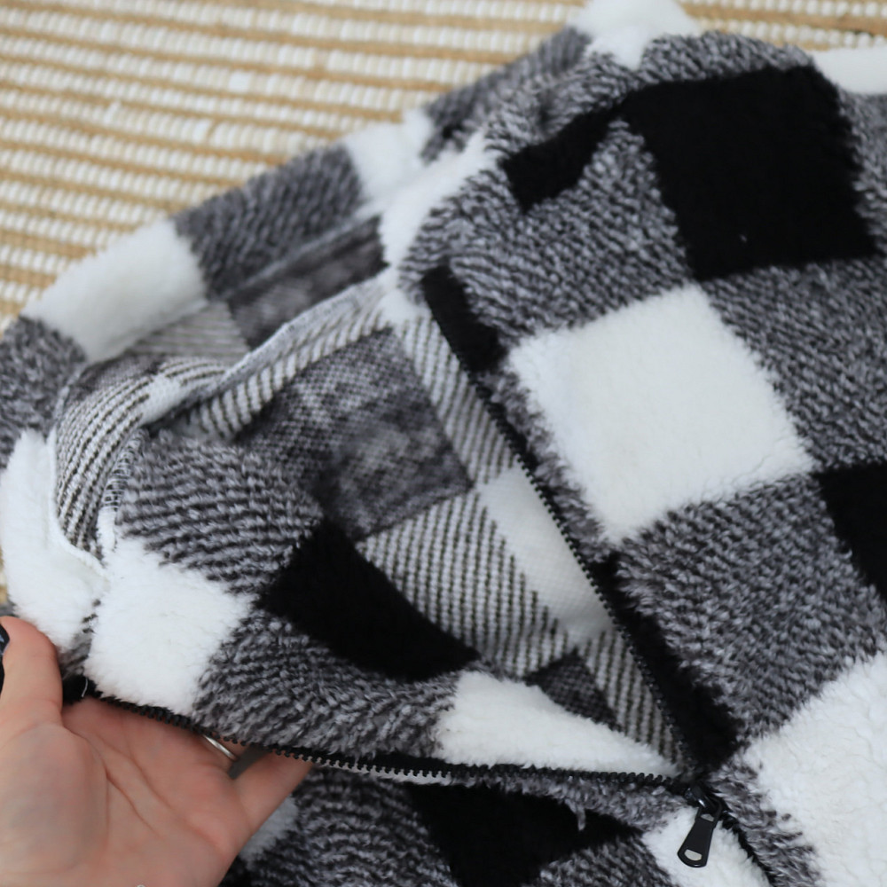 Дитяча тепла куртка тедді на змійці в чорно білу клітинку Кам'янець-Подільський - фото 6