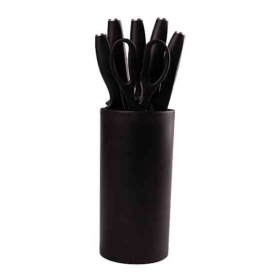 Кухонные ножи с подставкой, 6 предметов, черные Киев