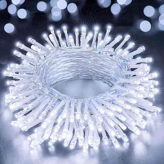 Світлодіодна гірлянда ZeMu Fairy Lights 10 м, 100 LED, холодне біле світло, IP44, на батарейках, для дому та вулиці Київ