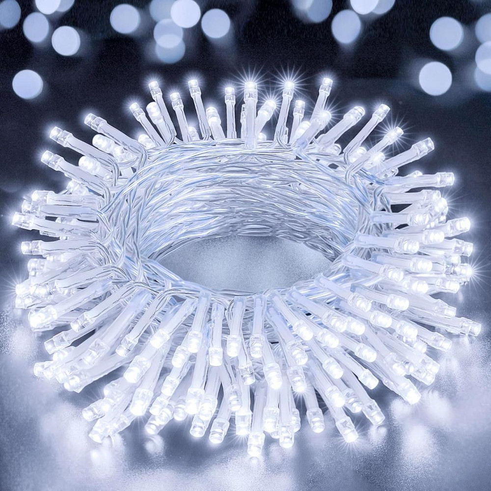 Світлодіодна гірлянда ZeMu Fairy Lights 10 м, 100 LED, холодне біле світло, IP44, на батарейках, для дому та вулиці Київ - фото 1