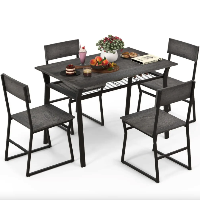 Набір меблів обідній стіл зі стільцями в стилі модерн сірий Merax Київ - фото 2