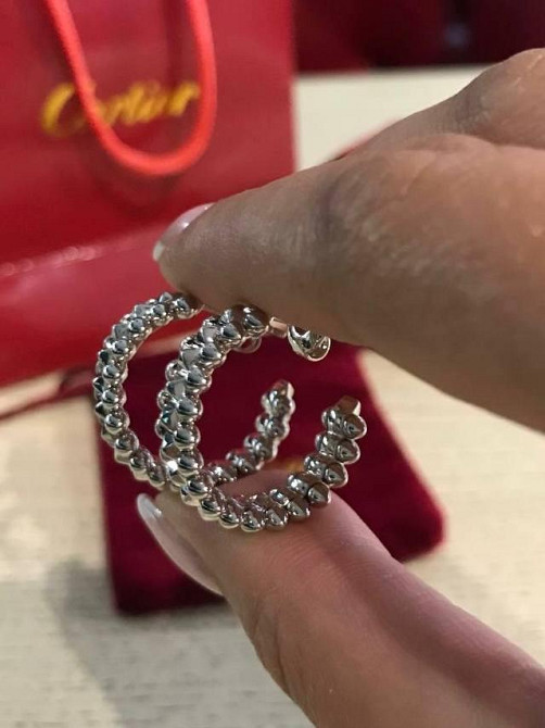 Cartier серьги полукольца с зубчиками напыление белым золотом Одесса - изображение 8