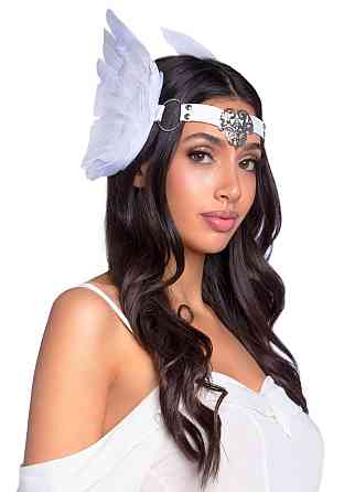 Пов’язка на голову з крилами Leg Avenue Feather headband White, пір’я та натуральна шкіра Sex Aura Київ