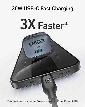 Мережевий зарядний пристрій Anker PowerPort 511 Nano IV - 30W USB-C Black (7030801) Київ
