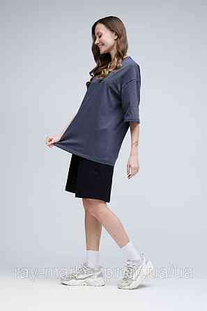 Костюм футболка оверсайз темно-серая и шорты черные RAY BASIC женский (U1801W-Grey-Black) Киев