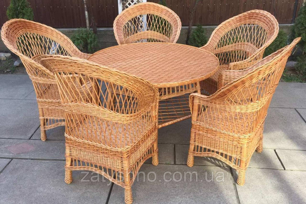 Мебель из лозы с круглым столом | комплект плетеной мебели  с 5 креслами| мебель плетеная из лозы Киев - изображение 1
