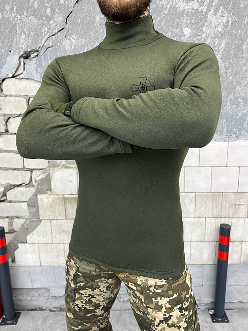 Гольф чоловічої оливи під горло хакі теплий із начосом ЗСУ Одеса - фото 4