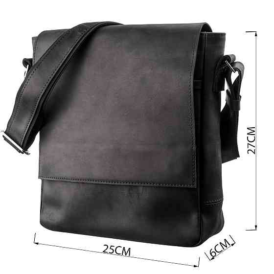 Сумка чоловіча вінтажна середня SHVIGEL 11172 шкіряна Чорна Київ