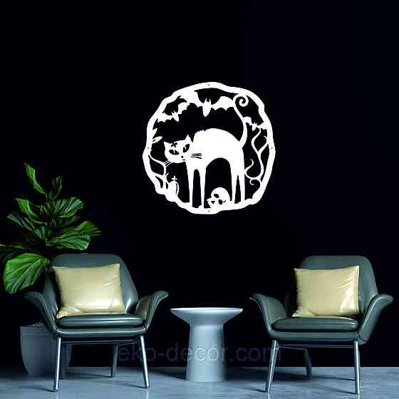 Декоративное настенное 3D Панно «Хэллоуин», Декор на стену с объемом 70*70 см, Белый Киев