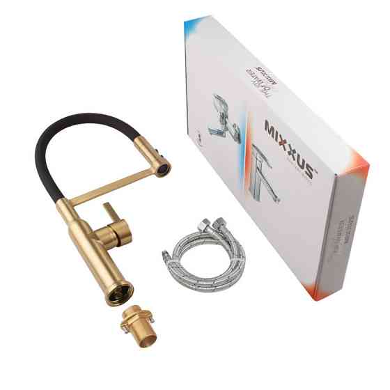 Змішувач для кухні MIXXUS PREMIUM PULL 017 BRUSHED GOLD REFL.BLACK (MI8280) ( 17689 ) Харьков