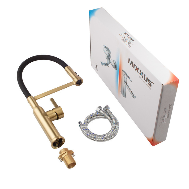 Змішувач для кухні MIXXUS PREMIUM PULL 017 BRUSHED GOLD REFL.BLACK (MI8280) ( 17689 ) Харків - фото 2