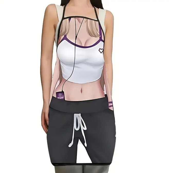 Фартух з приколом для жінок дівчинка з плеєром 80 на 60 см різнобарвний Київ - фото 3