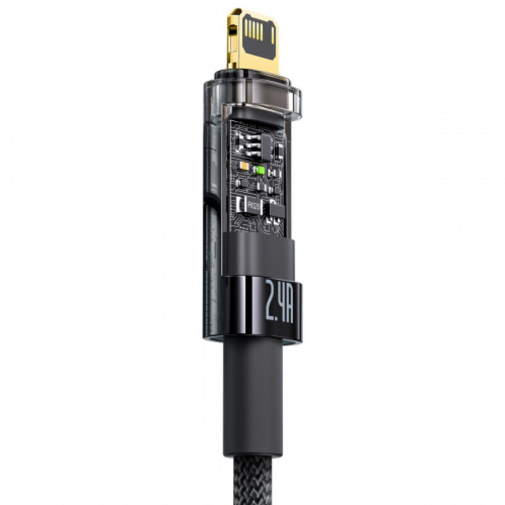 Кабель Baseus Explorer Series Auto Power-Off Fast Charging Data Cable USB to IP 2.4A 1m Black Київ - фото 4