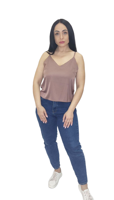 Шелковая майка на тонких бретельках Какао XL/2XL Харьков - изображение 1