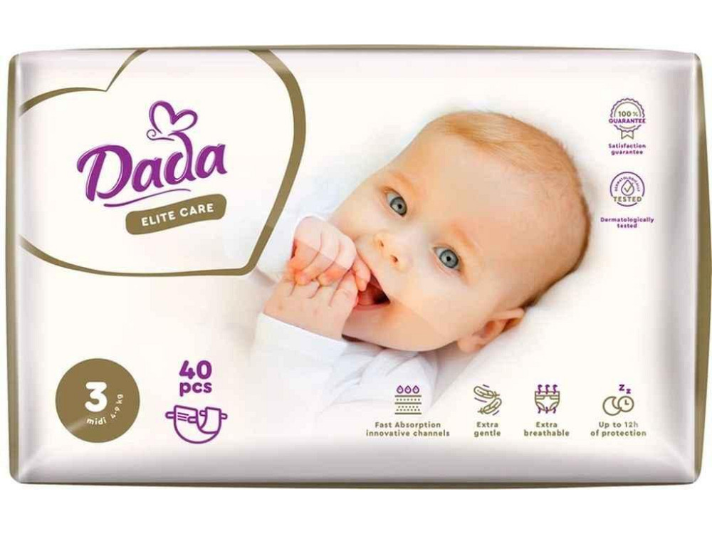 Підгузки р.3 40шт дитячі №3 Elite Care MIDI (4-9кг) ТМ DADA Київ - фото 1