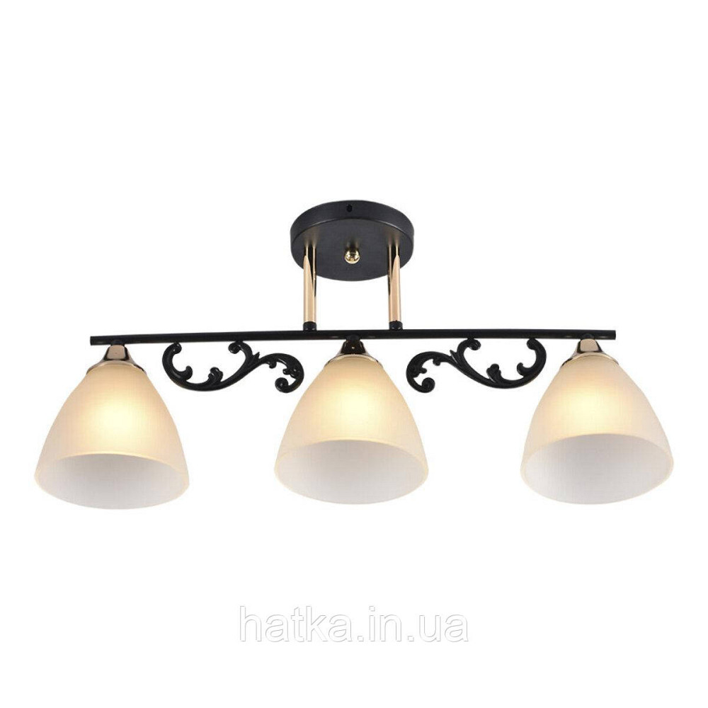 Люстра потолочная на 3 плафона VALESO LX2493-3, патрон E27, Черный+Золото Киев - изображение 1