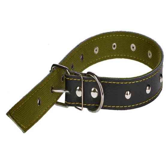 Нашийник 5071 35мм "Економ" подвійний "х/б+шкіра" прикрашений Вінниця