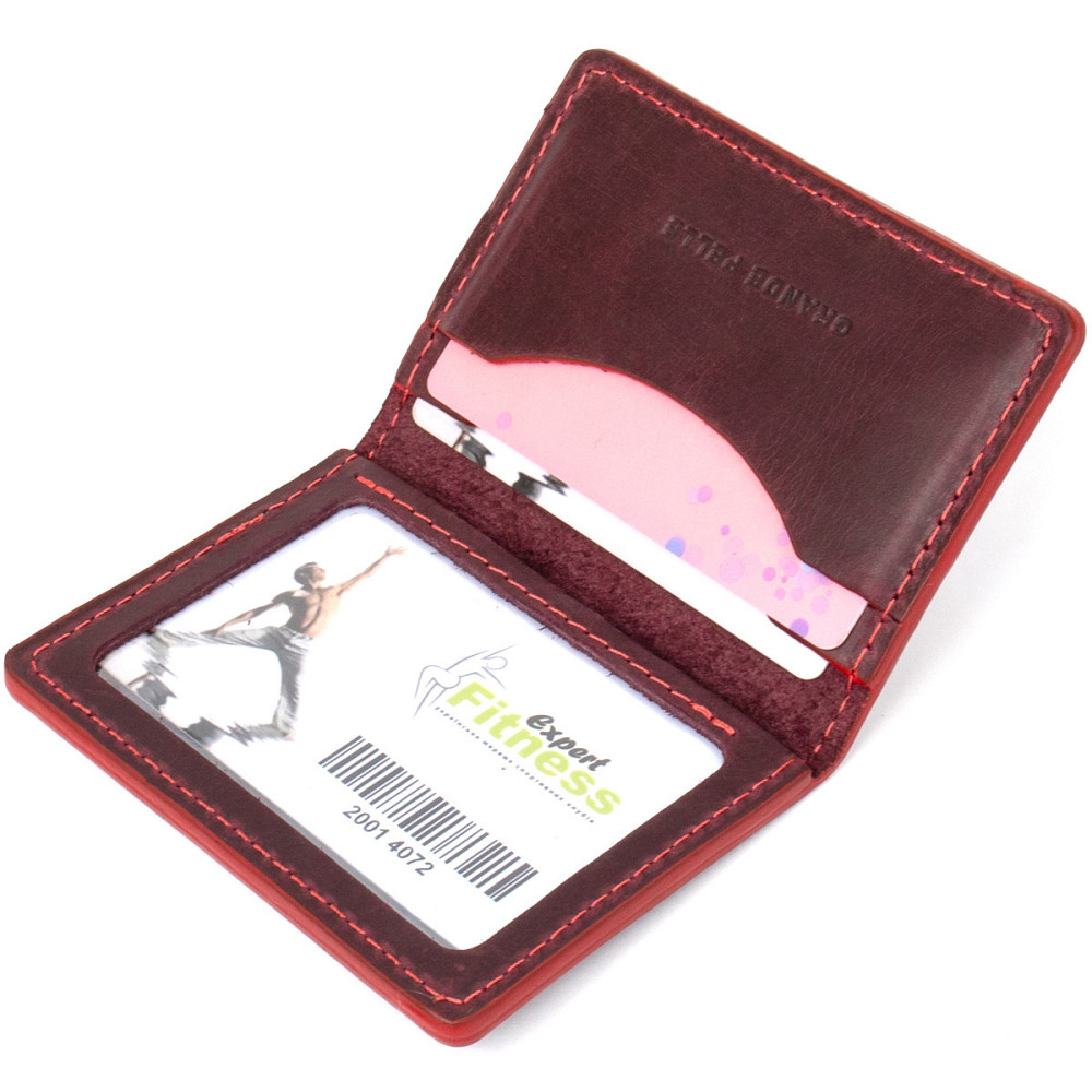 Шкіряна візитниця Бордовий (GRANDE PELLE) Київ - фото 19