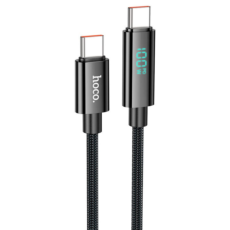 Кабель HOCO U125 Benefit 100W charging data cable with display Type-C to Type-C Black Одеса - фото 1