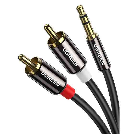 Аудіокабель 3.5 mm to 2RCA стерео розгалужувач Ugreen AV116 10590 (Чорний, 3м) Николаев