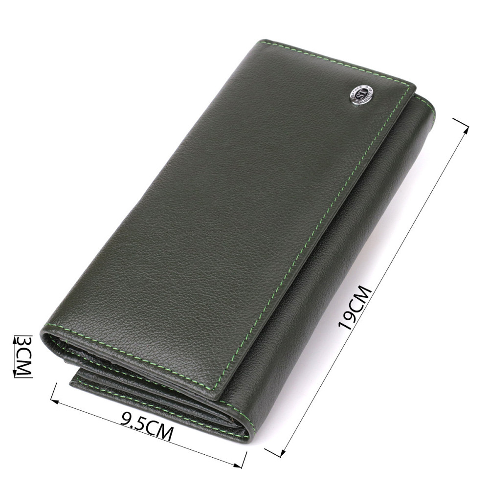 Вместительный женский кошелек на магнитах из натуральной кожи ST Leather 23115 Зеленый Киев - изображение 9