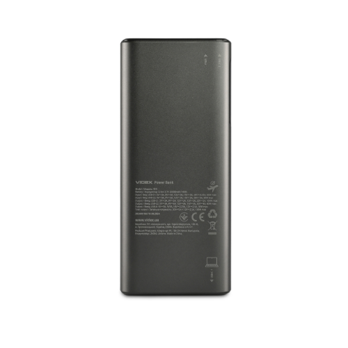 Павербанк 20000 mAh Videx VPB-323 100W PD LED дисплей чорний Житомир - фото 8