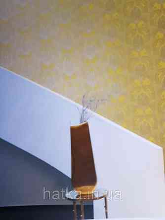 Обои флизелиновые  Khroma Serenade SER208 вензеля розетки завитки золотом на желтом фоне Киев