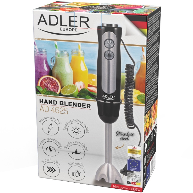 Блендер Adler AD 4625 black ручний/ 1500Вт/ 5 швидк./ без чаші/ Turbo/ чорний Вінниця - фото 6