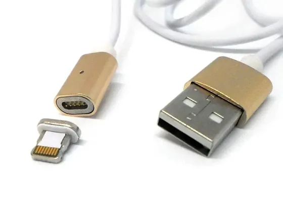 Магнітний кабель 2в1 Lightning/Micro USB ART-042 1.2м 2A з LED індикатором Нейлоновий Білий Одеса