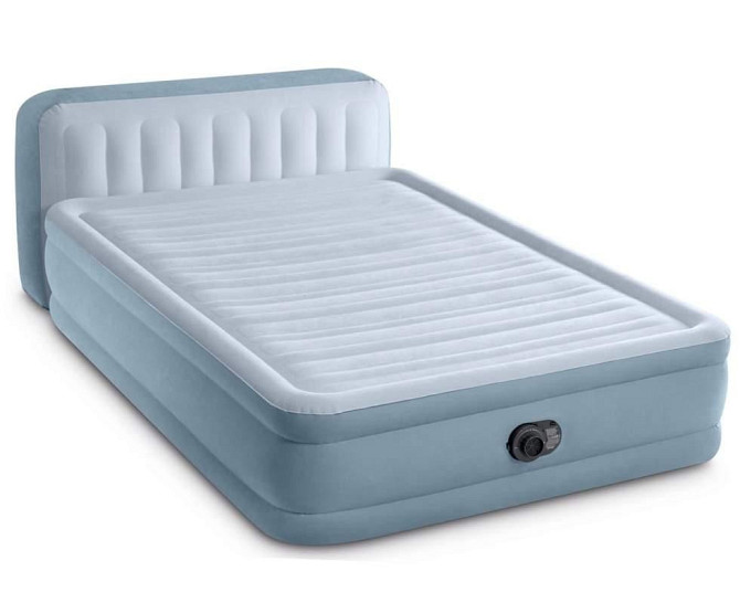 Двоспальне надувне ліжко зі спинкою Intex 236 x 152 x 86 см сіре Київ - фото 1